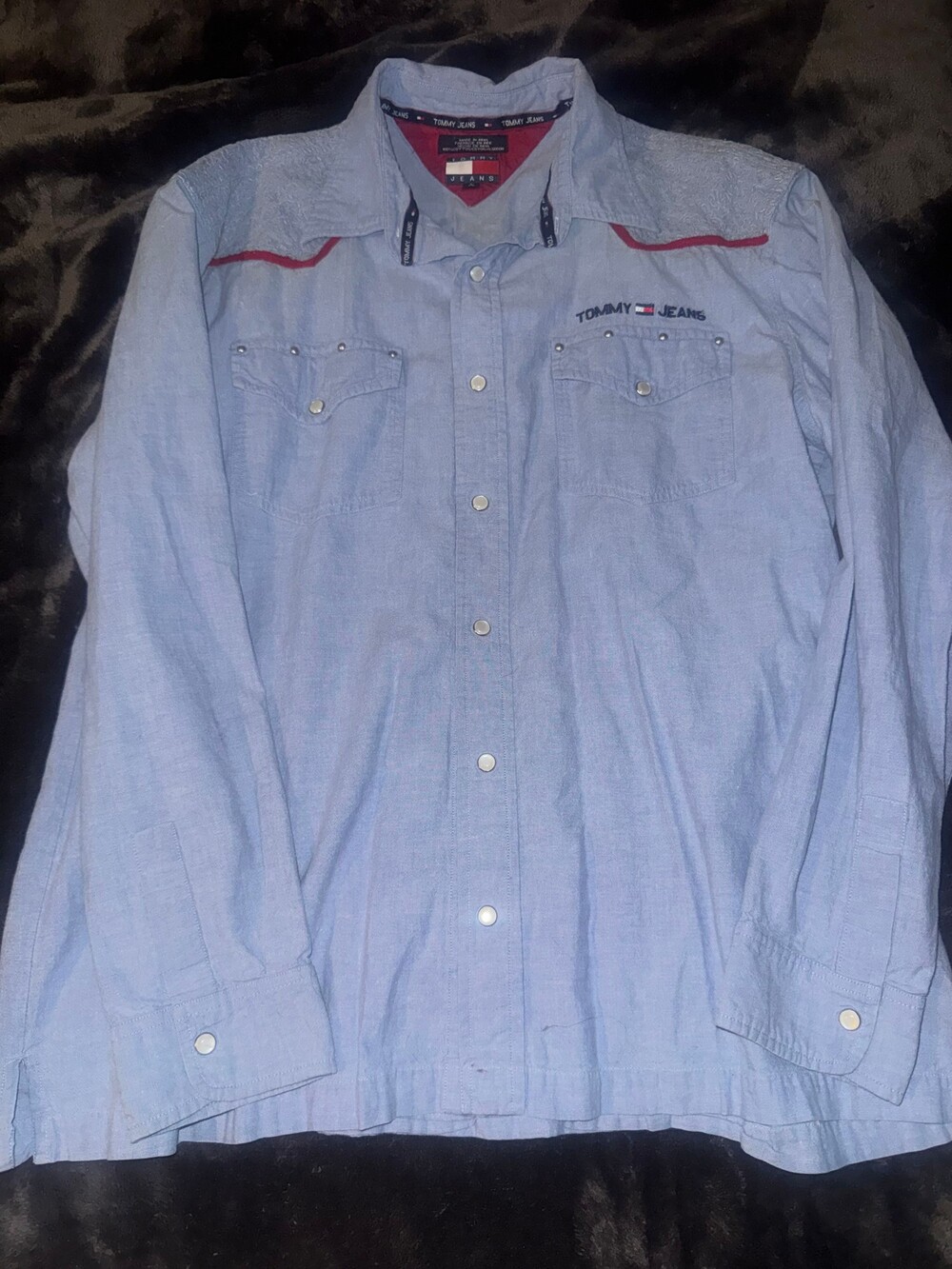 Vintage Tommy Jeans western style Embroidered Logo Snap Button